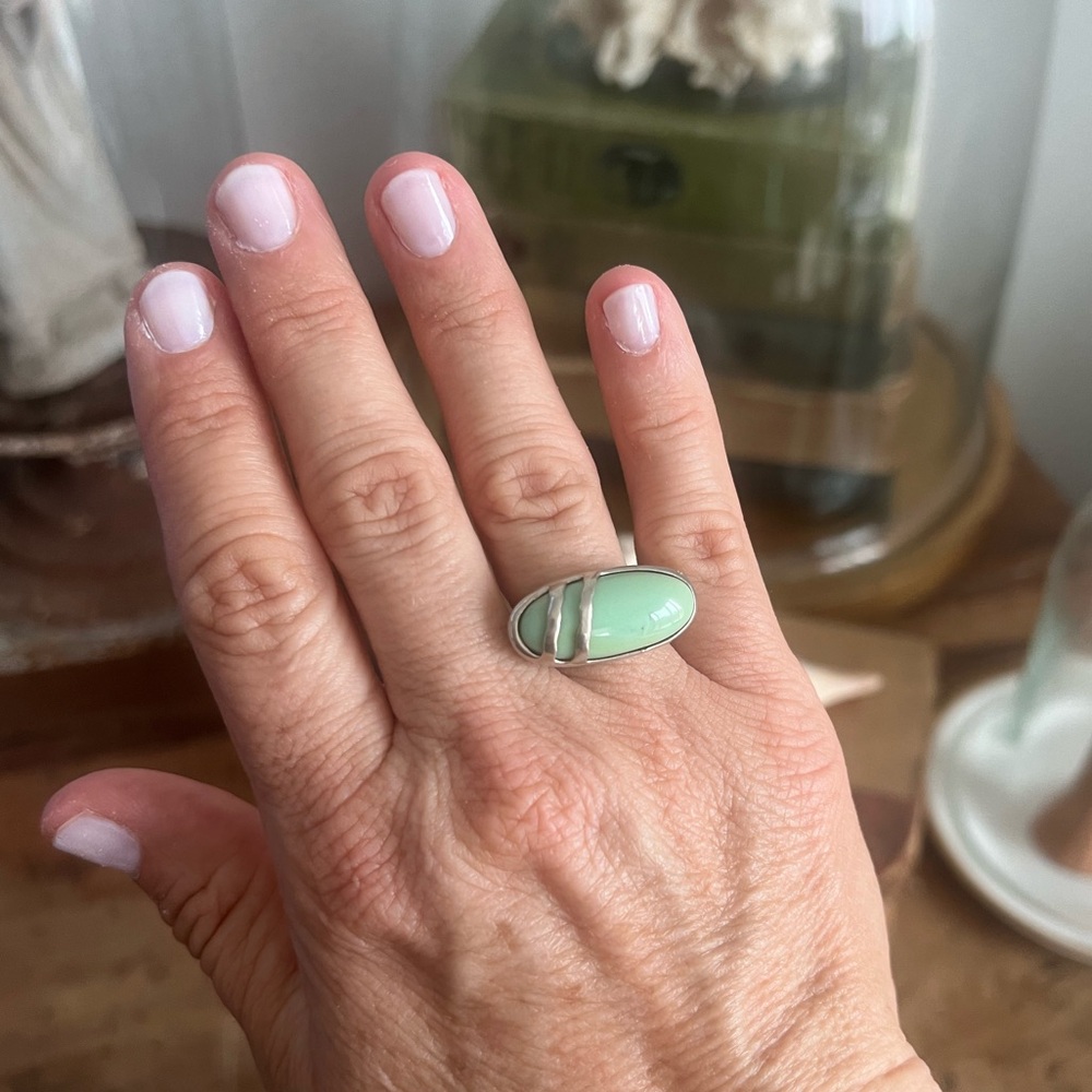 Mint Green Oval Sterling Ring - Women Jewelry Ring
